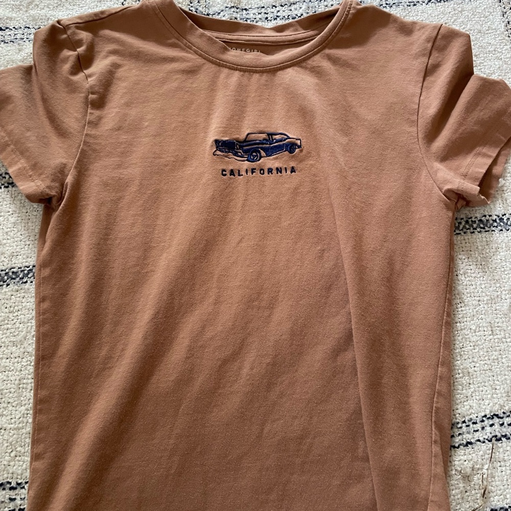 Brown Crop Top with Minimalist Design